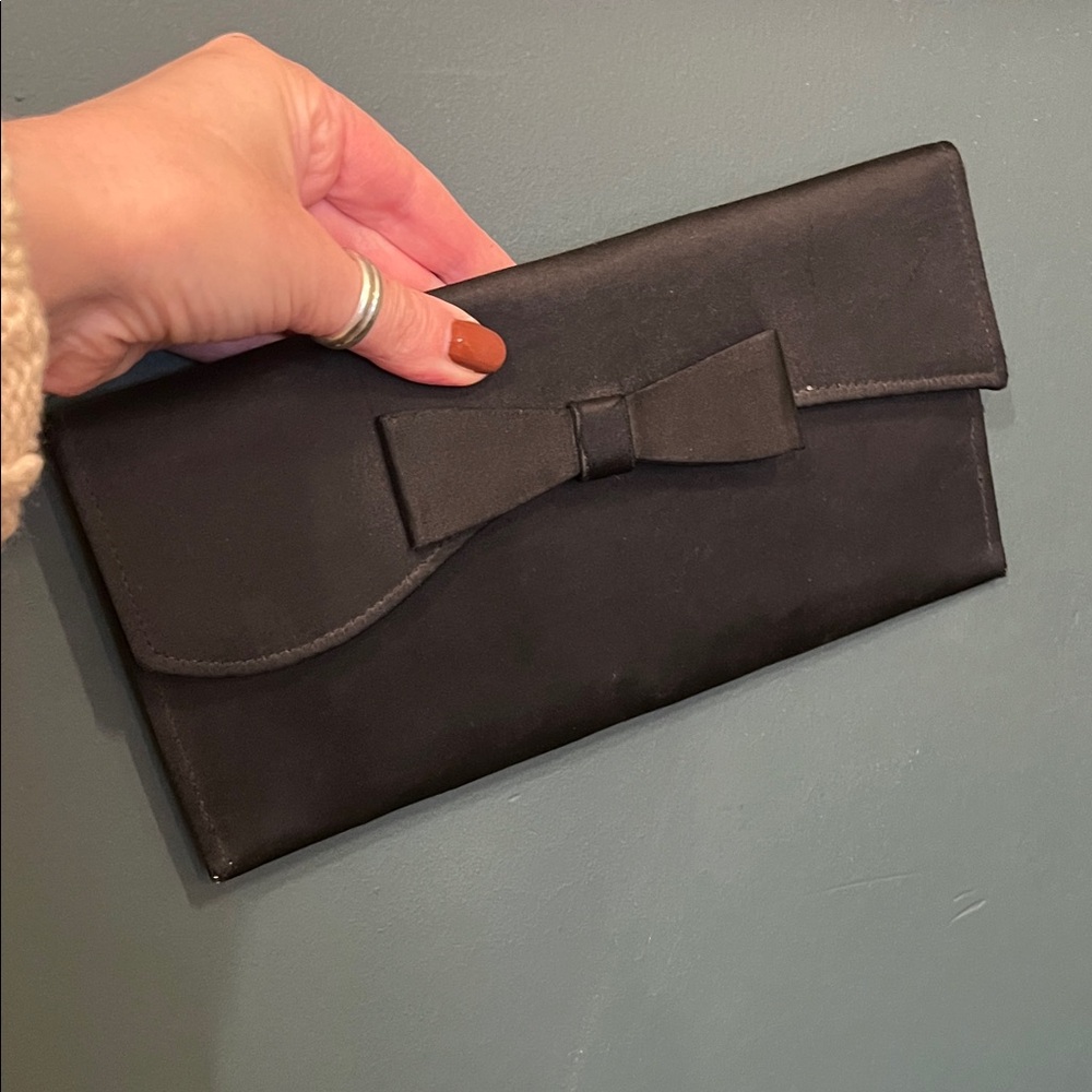 Vintage Black Clutch with Bow Detail